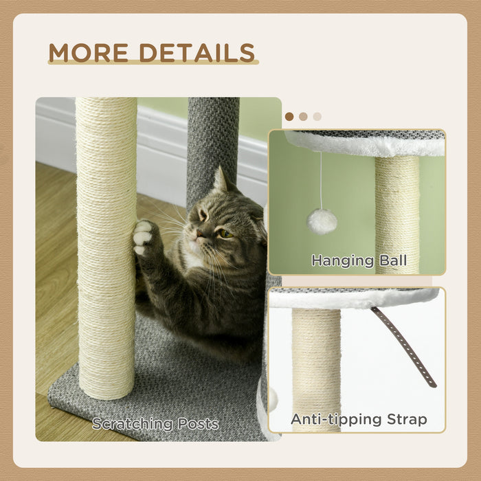 Multi-Level Cat Tree with Scratching Posts - 132cm Tall Indoor Kitten Climbing Tower - Durable Furniture for Cats to Play, Scratch & Lounge