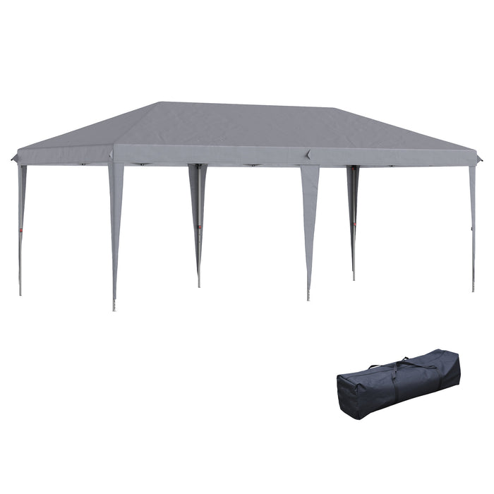 Foldable 3x6m Pop-Up Gazebo Tent - Height Adjustable Canopy with Carrying Bag, Grey - Ideal for Weddings and Outdoor Events