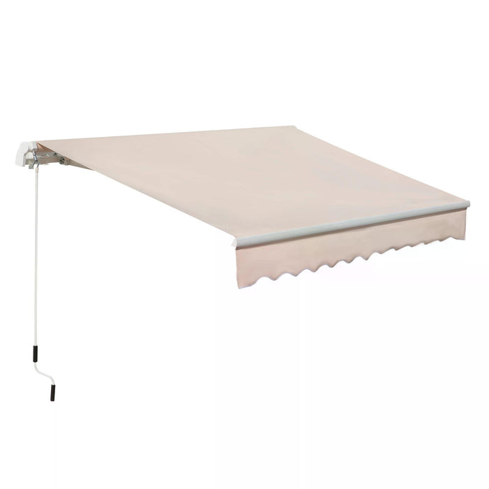 Manual Retractable Awning - 3.5 x 2.5 Meter Sun Shade Canopy with Winding Handle, Beige - Ideal for Garden Patio Shelter and Outdoor Relaxation