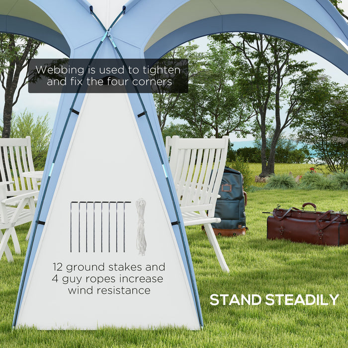 Outdoor Camping Gazebo 3.5 x 3.5M - Dome Tent Event Shelter, Garden Patio Sun Shade in Light Blue - Ideal for Campers and Garden Gatherings
