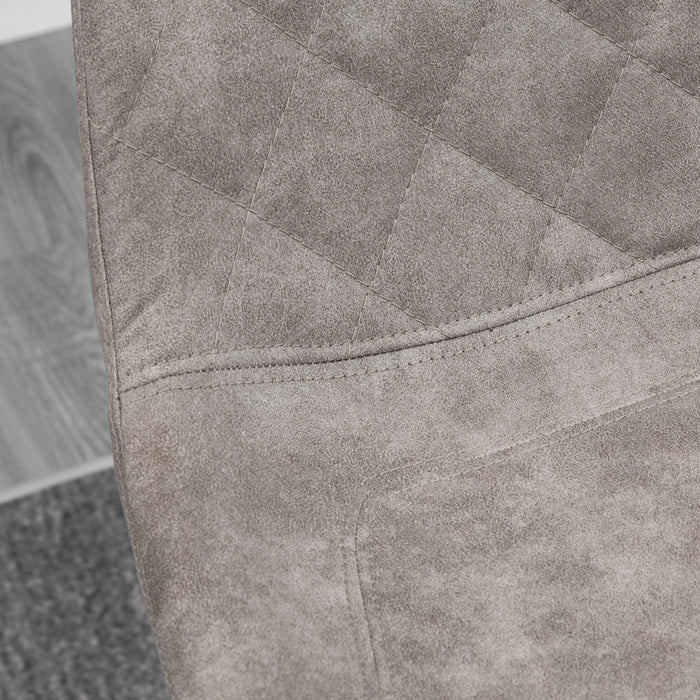Vintage Microfiber Bar Stools, Set of 2 - Padded Tub Seats with Quilted Design and Steel Frame, with Footrest - Ideal for Home Bar, Cafe, or Kitchen Seating in Stylish Grey