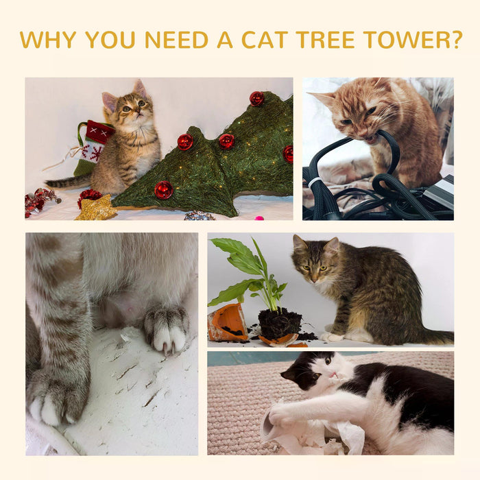 Floor-to-Ceiling 260cm Cat Tree with 3 Perches - Sturdy Kitten Activity Scratching Center, Grey Cat Tower Furniture - Ideal for Playful Felines & Claw Health Management