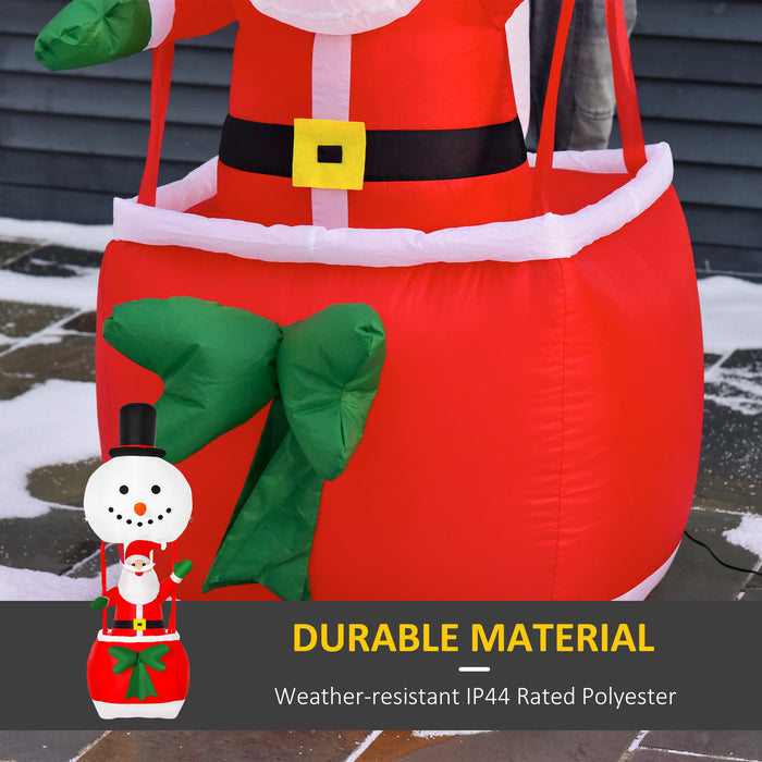 Inflatable Santa & Snowman Hot Air Balloon - 2.5m Tall Christmas Yard Decoration - Outdoor/Indoor Festive Display for Home & Garden