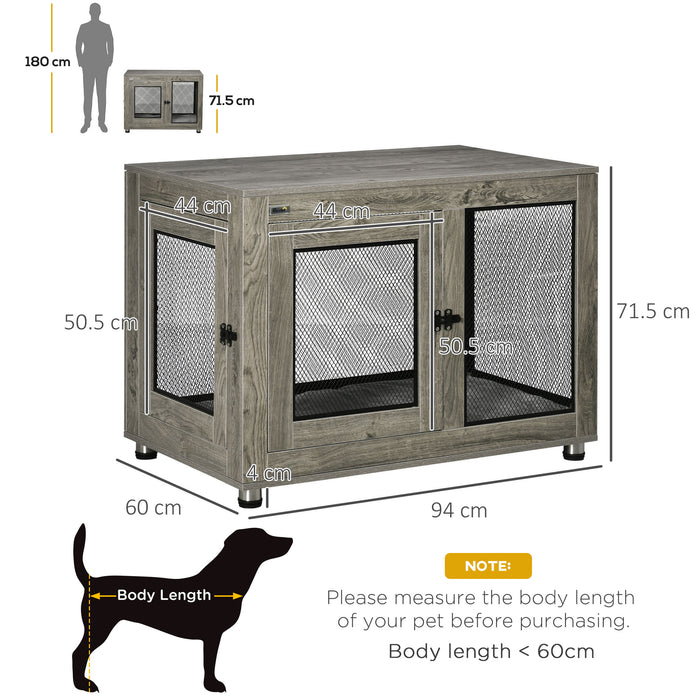 Two-in-One Large Canine Habitat - Dual-Door Dog Crate with Comfy Cushion - Multipurpose Pet Enclosure & Stylish Living Room Furniture