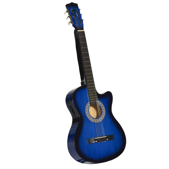 38in Acoustic-Electric Guitar with Cutaway Design - Premium Gloss Finish, Beginner-Friendly Instrument with Case - Ideal for New Guitarists and Travel Musicians