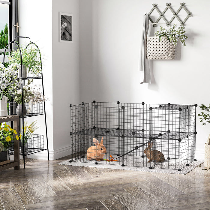 Metal Wire Small Animal Cage Playpen - 36-Panel Indoor/Outdoor Enclosure, Black - Ideal for Guinea Pigs, Rabbits, and Other Small Pets