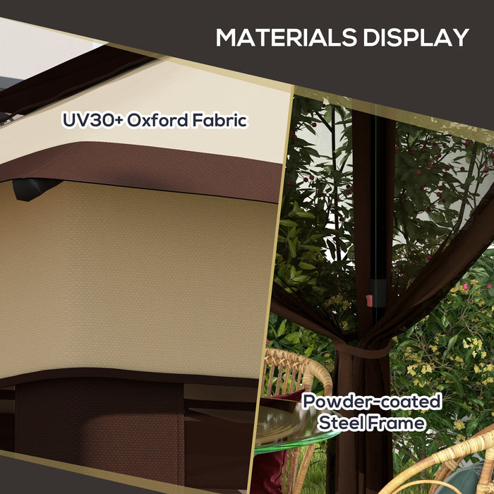 Pop Up Gazebo 3x3m with Height Adjustability - Instant Event Shelter with Mosquito Netting, Beige - Outdoor Gatherings and Garden Protection
