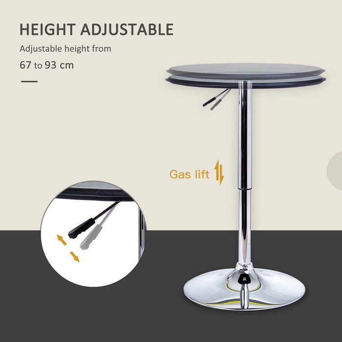 Adjustable Round Bistro Bar Table with Steel Base and PVC Leather Top - Sleek Design for Modern Home Kitchen Dining - Ideal Desk for Small Spaces and Entertaining Guests