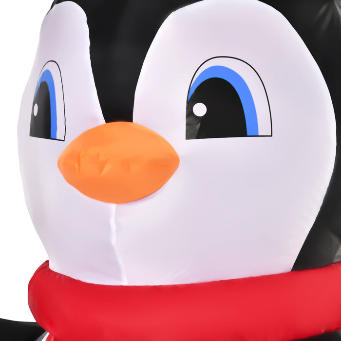 Inflatable 2.5m Christmas Penguin with Candy Cane - LED-Lit Blow-Up Yard Decor - Perfect for Holiday Outdoor Display