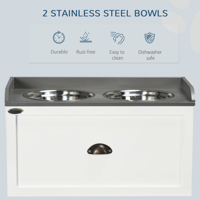 Stainless Steel Elevated Pet Feeders - Dual Raised Bowls with 21L Food Storage Drawer for Large Dogs & Cats - Ergonomic Dining Solution & Pet Supply Organizer