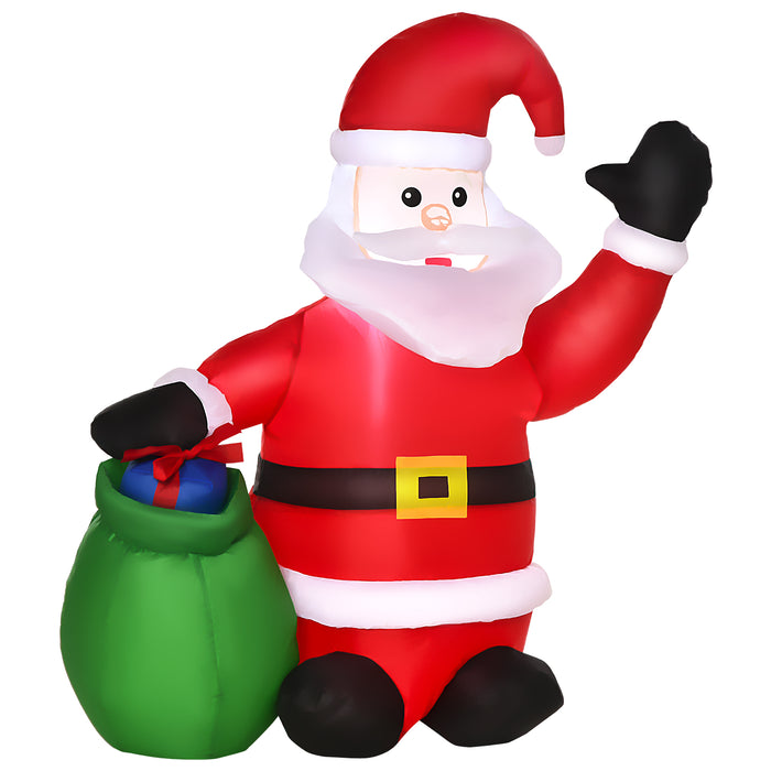 Inflatable Santa Claus with LED Lights - 120cm Tall Christmas Yard Decoration - Festive Outdoor Illumination for Holiday Cheer