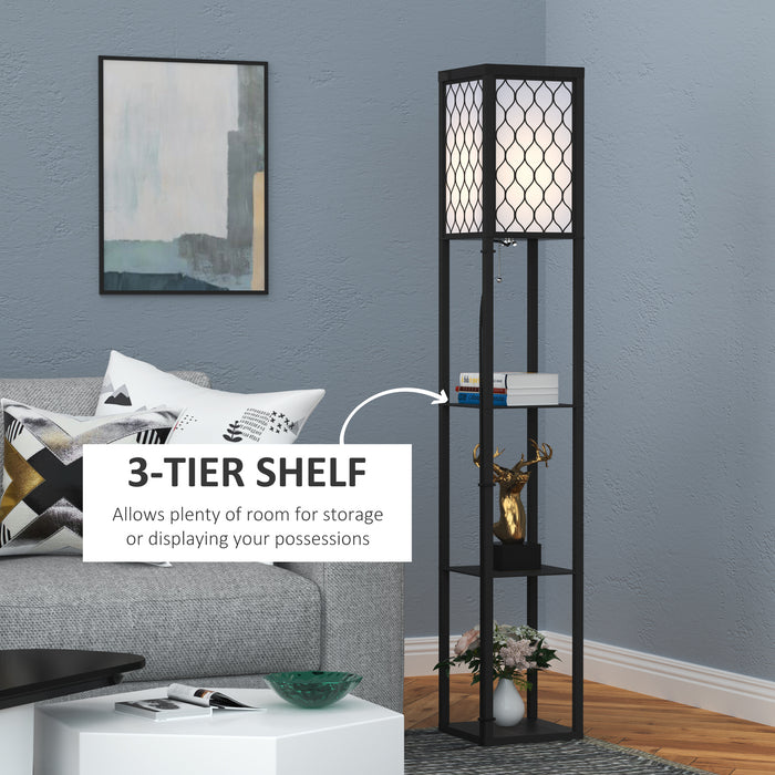 Modern Standing Shelf Floor Lamp - 4-Tier Open Shelves for Storage and Display - Ideal for Living Room Illumination and Decor