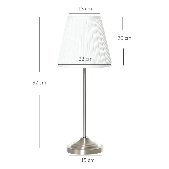 Modern Pleated Fabric Table Lamp - Elegant Metal Base Home Accent Lighting - Ideal for Living Room, Bedroom, or Office Decor