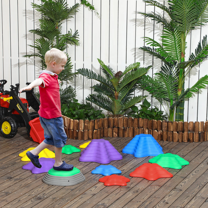 Kids Balance Stepping Stones - 11 Piece Set of Non-Slip Starfish Shaped Obstacle Course Components - Enhances Coordination for Indoor & Outdoor Sensory Play