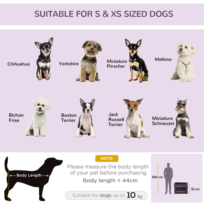 Portable Pet Carrier - Foldable Dog and Cat Transport Bag in Purple, 69x51x51cm - Ideal for Miniature and Small Breed Travel Needs