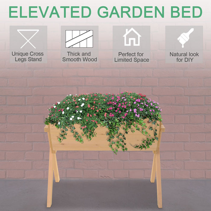 Raised Wooden Planter - Elevated Garden Bed for Vegetables and Flowers, Includes Protective Liner - Ideal for Patio, Deck, or Balcony Gardening, 100cm x 70cm x 80cm