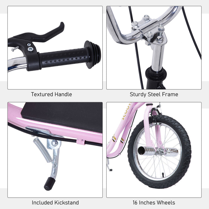 Youth & Adult Kick Scooter with 16" Air-Filled Tires - Sturdy Push Scooter for Teens & Kids, Pink - Outdoor Fun and Commuting for All Ages