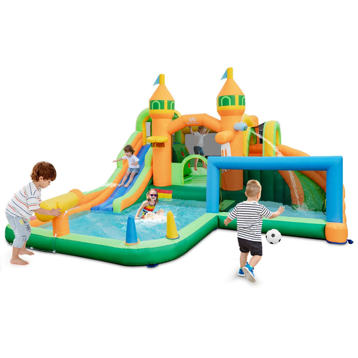 Water Park Playset for Kids - Featuring Long Slides, Splash Pools, and Climbing Wall, Ideal for Yard and Lawn - Perfect for Outdoor Summer Fun Without Need for a Blower
