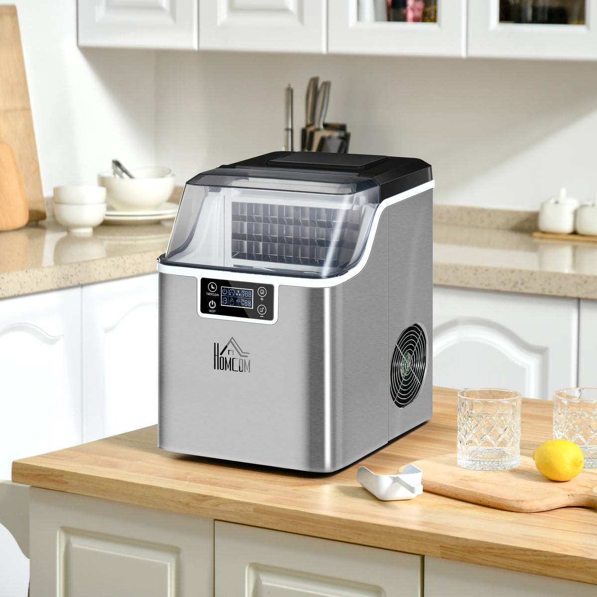 Compact Countertop Ice Maker - 20kg Daily, 3.2L, Adjustable Size ...