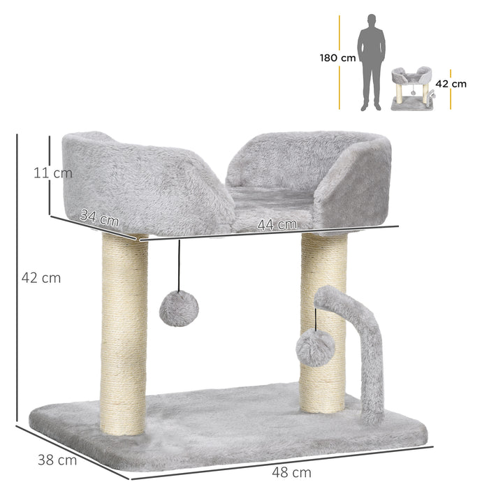 Indoor Cat Activity Center - 42cm Tall with Toy Balls and Sisal Scratching Post - Ideal for Playful Kittens and Cats