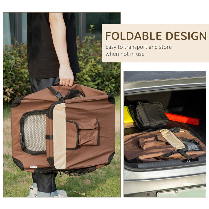 Foldable 60cm Pet Carrier - Sturdy Dog and Cat Travel Bag with Comfort Cushion - Ideal for Miniature Breeds and Small Pets Transport