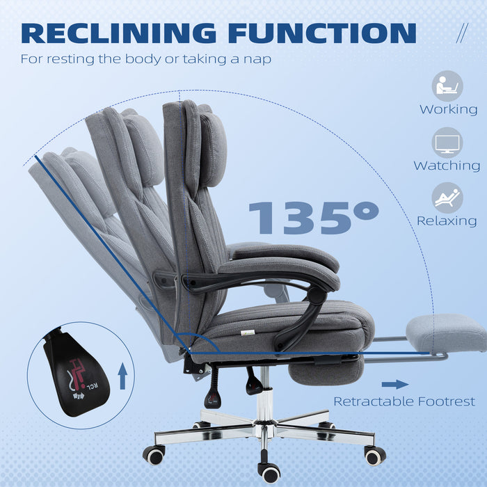 Ergonomic High Back Desk Chair with Headrest and Footrest - Executive Recliner Office Chair, Dark Grey - Ideal for Comfortable Working and Relaxation