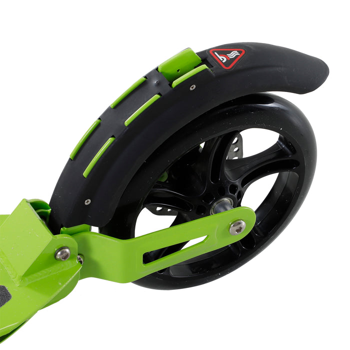 Adjustable & Foldable Teens Adult Scooter - Aluminum Kick Ride with Dual Brakes & Shock Mitigation, Green - Perfect Outdoor Fun for Ages 14+