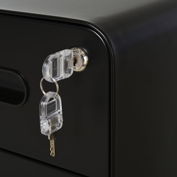 3-Drawer Mobile File Cabinet with Lock - Sturdy All-Metal Rolling Storage Solution - Secure and Organize Documents for Home Office Use