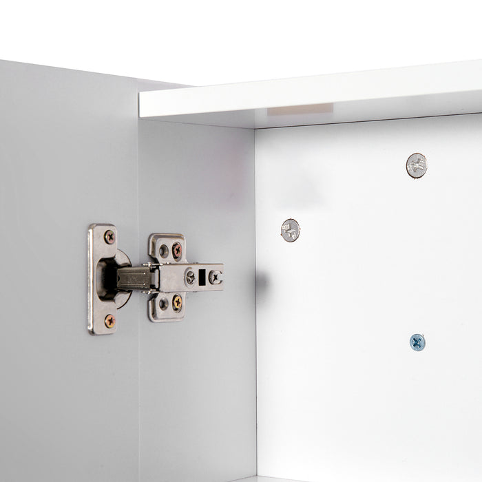 Wall Mounted Bathroom Mirror Cabinet - Double Door Storage Cupboard with Adjustable Shelf, 60x70x15cm - Ideal for Organizing Toiletries and Towels in a Stylish White Finish