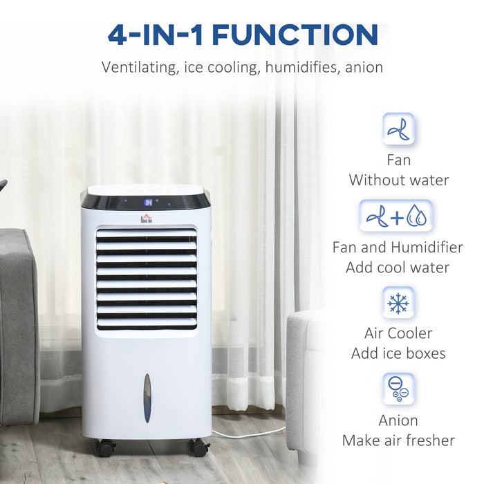Evaporative Anion Ice Cooling Fan - Portable Air Cooler with Water Conditioner & Humidifier Features - Ideal for Home Bedroom Comfort with Remote Control and Timer