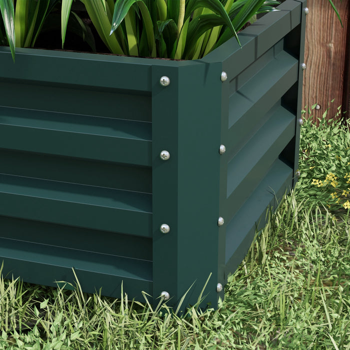 Steel Garden Planter Beds - Set of 2 Raised Outdoor Boxes for Flowers, Herbs, and Vegetables - Ideal for Home Gardening Enthusiasts
