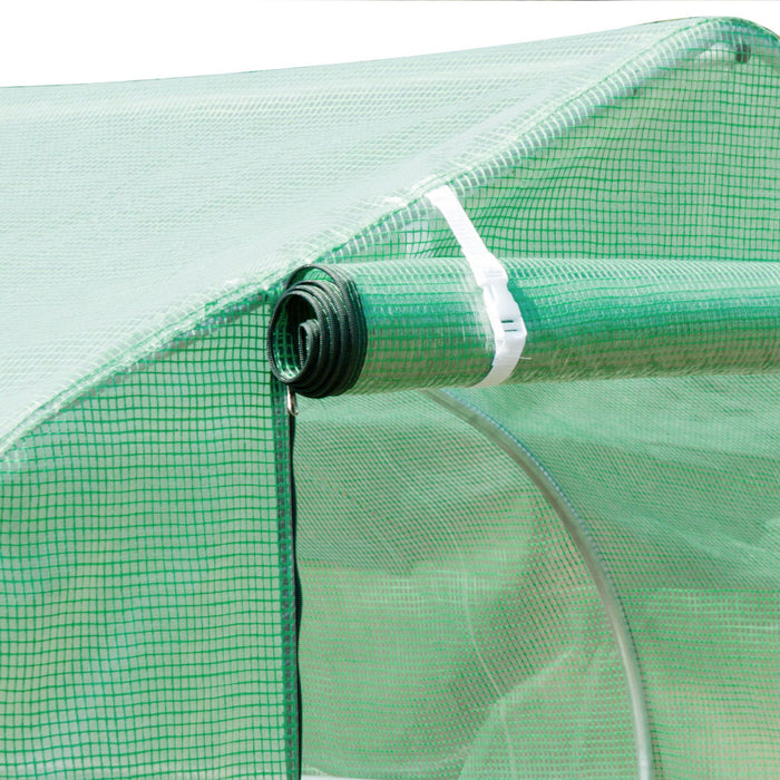 Large 6x3m Walk-In Polytunnel Greenhouse - Durable Steel Frame with Zippered Door & Roll-Up Windows, Green - Ideal for Extensive Home Gardening and Plant Growth