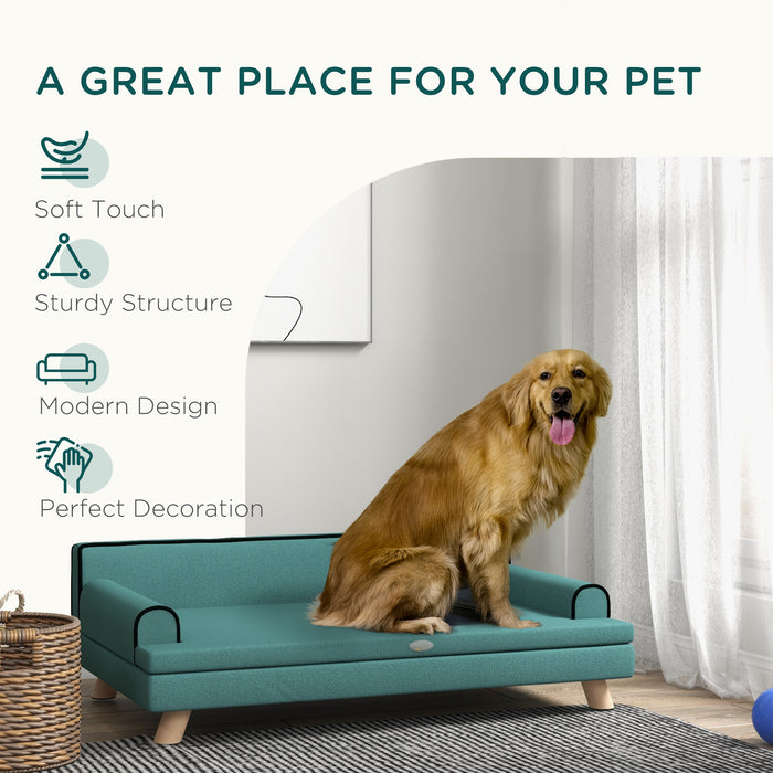 Pet Chair Bed with Elevated Legs - Water-Resistant Fabric Dog Sofa in Green, Large & Medium Sizes, 100x62x32 cm - Comfortable Resting Spot for Your Canine Friend