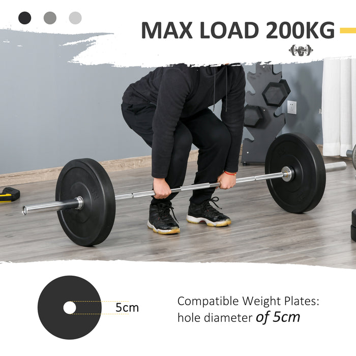 Weight Lifting Barbell Bar 5cm - Solid Steel with Anti-slip Grip & Spring Collars - Ideal for Home Gym & Fitness Enthusiasts