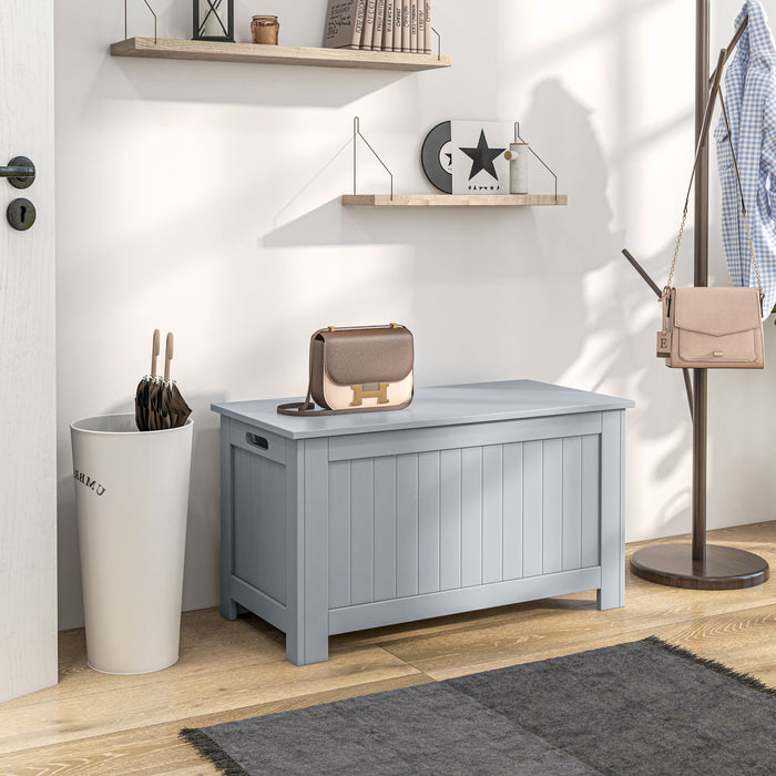 Toy Chest with Safety Hinges - Spacious Grey Storage Box Organizer with Lid for Kids - Secure, Clutter-Free Playroom Solution