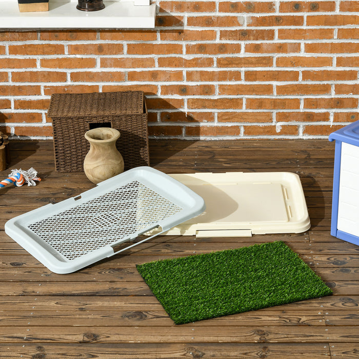 Indoor Puppy Potty Trainer - Artificial Grass Mat with Grid Panel and Leakproof Tray, 63 x 48.5 cm - Ideal for Housebreaking and Small Dogs