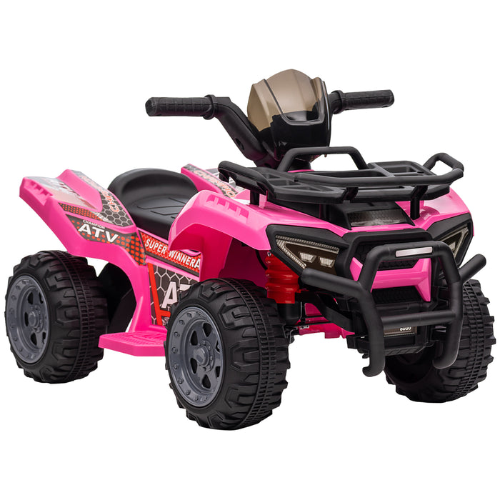 Pink 6V Battery-Powered ATV Ride-On for Toddlers - Four Wheeler with Real Working Headlights, Motorcycle Design - Fun Outdoor Play for Ages 18-36 Months Kids
