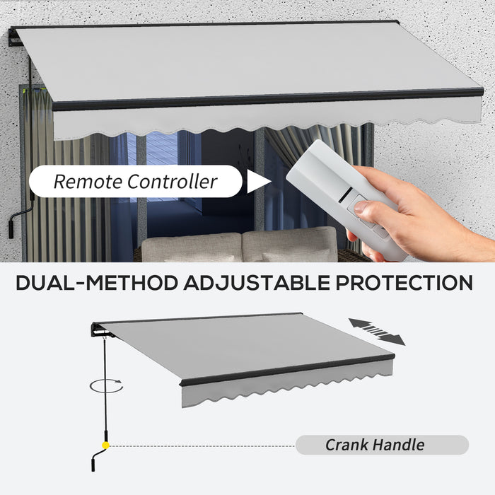 Aluminium Frame Electric Awning 3.5x2.5m - Retractable Sun Canopy for Patio and Window in Light Grey - Outdoor Shade Solution for Homeowners