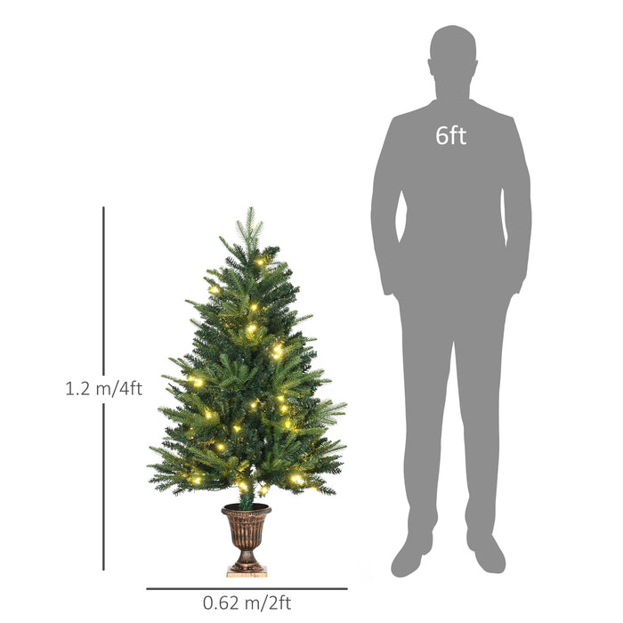 Prelit 1.2m Artificial Spruce Christmas Tree - Includes Sturdy Plastic Stand, Easy Assembly - Perfect for Holiday Home Decoration