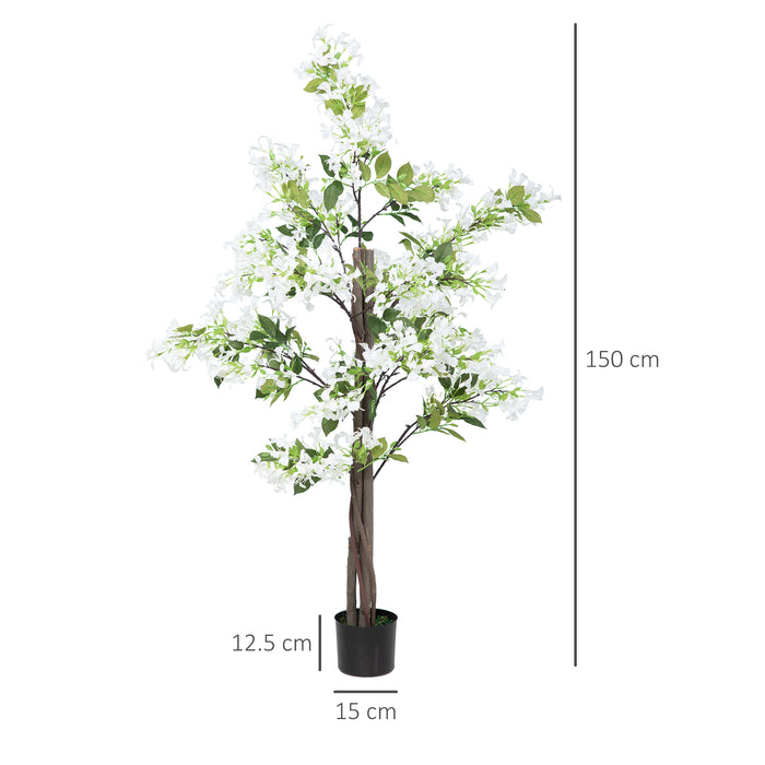 Artificial Honeysuckle Flower Plants with Pot - Lifelike Faux Greenery in Curved Boots, Indoor/Outdoor Decor, 15x15x150cm - Ideal for Home, Office Decoration, Set of 2, White