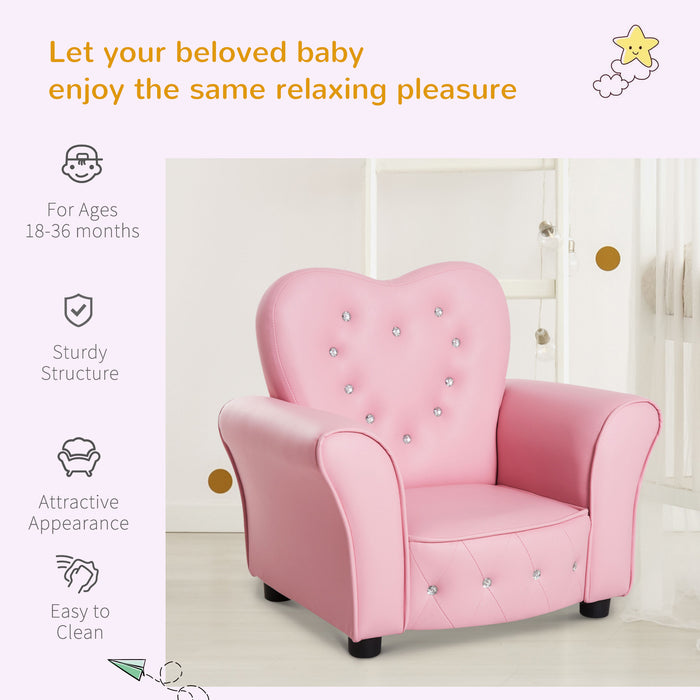 Toddler Chair Sofa for Kids - Children's Princess Pink Armchair with Comfortable Seating - Ideal for Playroom Relaxation and Play