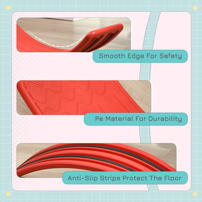Kids Balance Board - Wobble Stepping Stone, Montessori Nursery Toy - Ideal for Active Play and Coordination for Ages 3-6 Years, 82cm Length, Red
