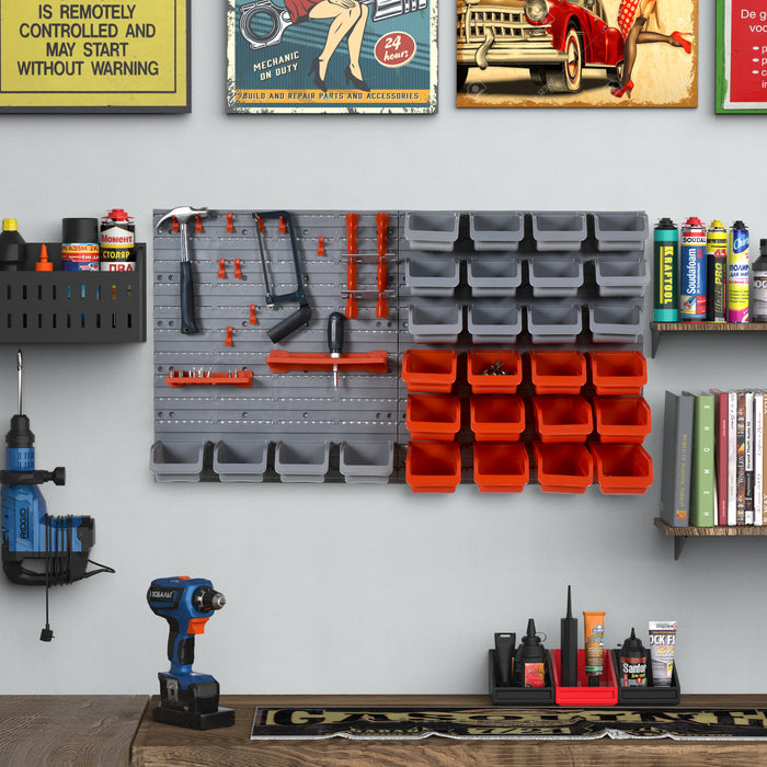 DIY Garage Storage Solution - 44-Piece Wall-Mounted Kit with 28 Cubes, 10 Hooks, 2 Boards - Organize Tools and Equipment Efficiently
