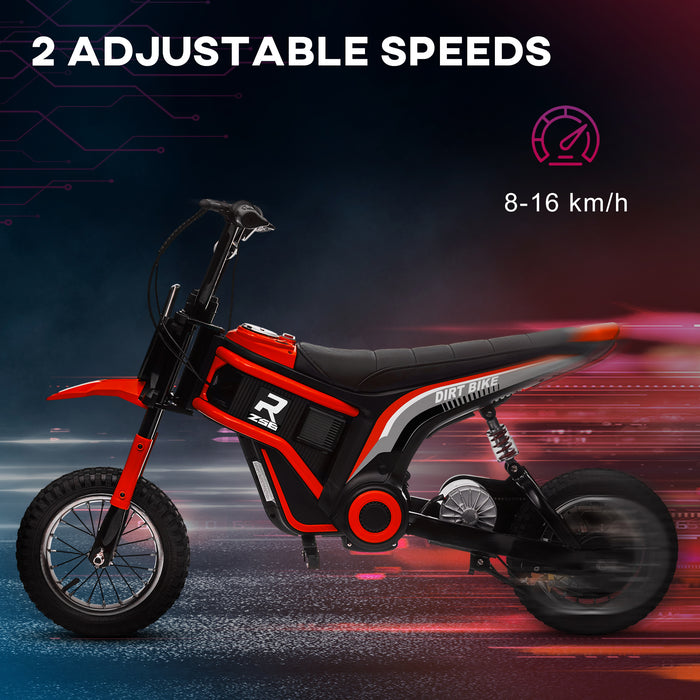 24V Kids' Electric Motorbike with Twist Grip Throttle - Red Dirt Bike Featuring Music Horn & 12" Air-Filled Tires - Up to 16 Km/h for Young Adventurers