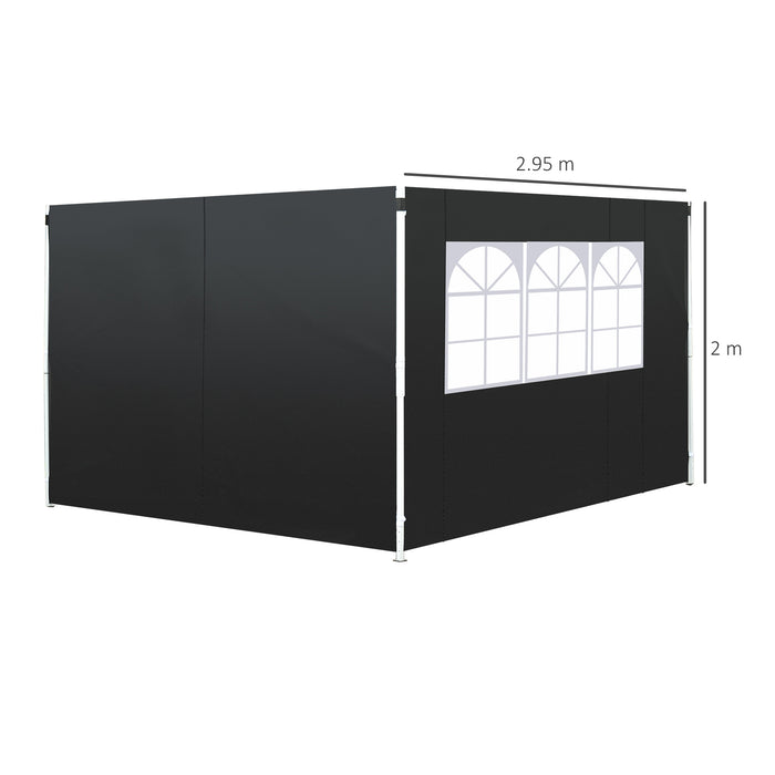 3M Gazebo - Interchangeable Side Wall Panels in Black - Ideal for Outdoor Shelter and Privacy