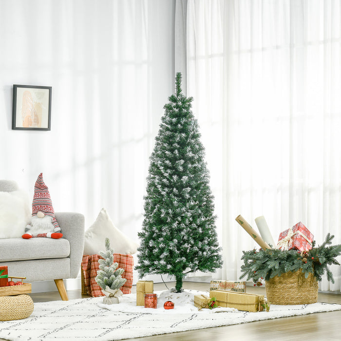 Pencil Slim Pre-Lit Artificial Christmas Tree - 5 Ft Tall with 250 Multicolor LED Lights & Realistic 408 Tips - Space-Saving Xmas Decor for Small Spaces