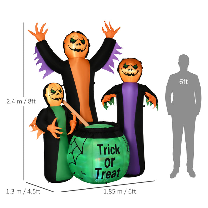 8ft Giant LED-Lit Halloween Inflatable - Outdoor Yard Decoration with Three Witches and Magical Pot - Perfect for Spooky Holiday Ambiance