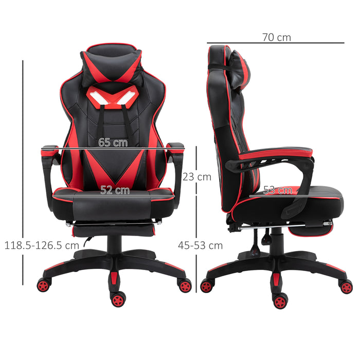 Ergonomic Racing Gamer Chair with Adjustable Height and Reclining Back - Office Desk Chair with Wheels, Headrest, Lumbar Support, and Retractable Footrest - Comfortable Work and Play Seating Solution