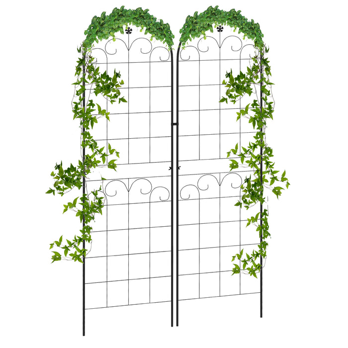 Garden Trellis Support Set of 2 - Metal Frames for Climbing Plants with Elegant Floral Design - Outdoor Decor & Plant Growth Enhancer