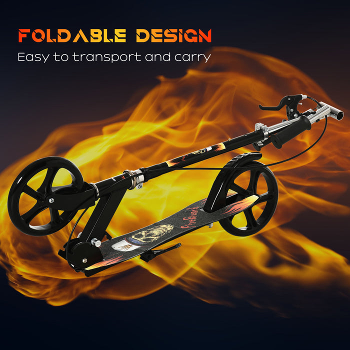 Kids Scooter with Adjustable Height - Foldable Kick Scooter with Brake for Children - Suitable for Boys & Girls Ages 7-14, Black